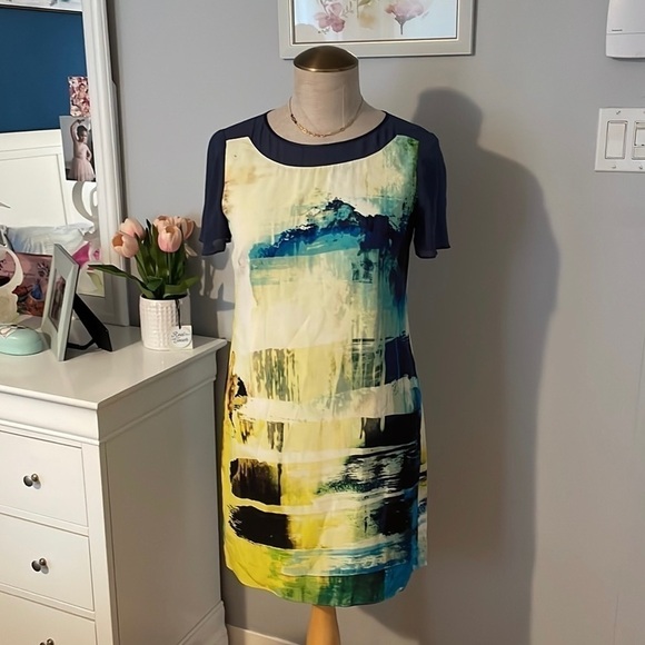 Karen Millen Silk Abstract Dress | Size 8 US - Picture 2 of 14